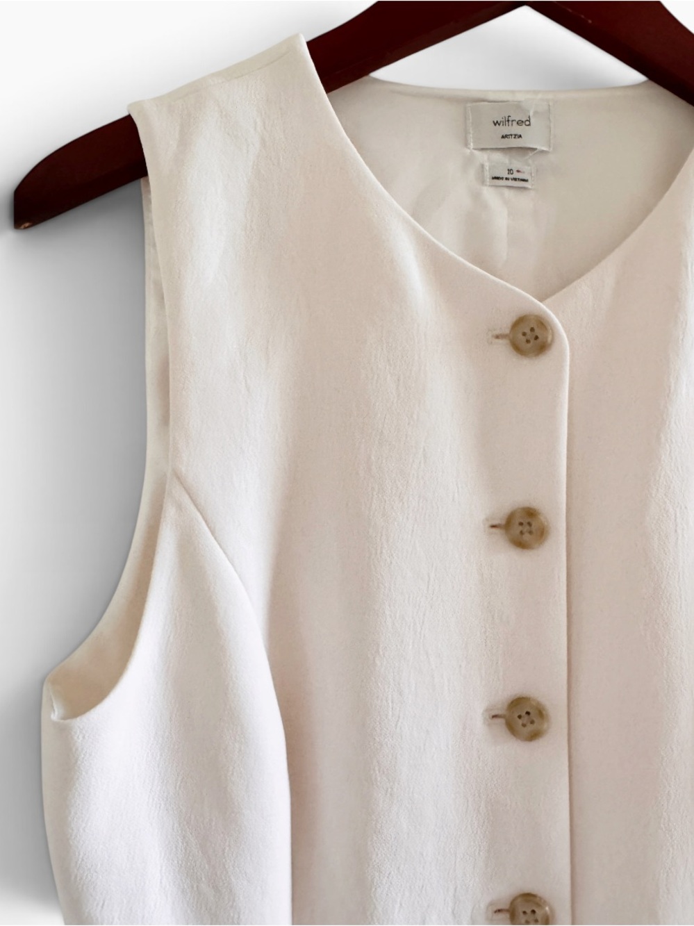 ARITZIA Wilfred Regal Button Front Dress Size 10 in Metropolis Beige - Picture 7 of 16